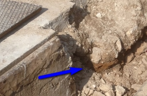 Terra rosa soil at the south edge of the trench